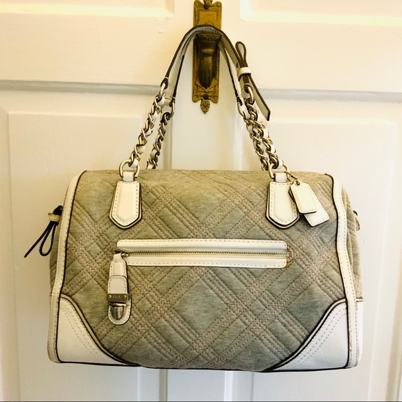 Vintage Coach in gray trimmed with white leather - Picture 1 of 7